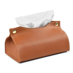 PU Leather Tissue Box Cover Custom Tissue Paper Packaging Box Organizer Tissue Box Holder