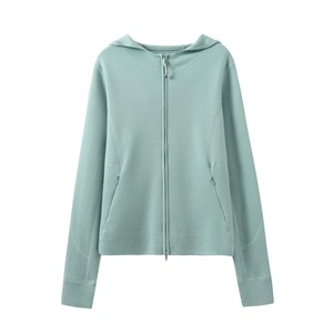 Otoño nuevo estilo 100% lana <span class=keywords><strong>fina</strong></span> <span class=keywords><strong>mujer</strong></span> <span class=keywords><strong>cremallera</strong></span> gorra <span class=keywords><strong>fina</strong></span> suéter Casual <span class=keywords><strong>sudadera</strong></span> de punto con capucha venta directa de fábrica - Product Image 1