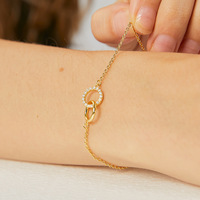 Elegante Brazalete de Zirconia con Diseño Geométrico de Doble Círculo Estilo Bohemio, Chapado en Oro de 18K, Joyería Unisex