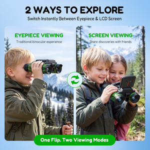 <span class=keywords><strong>Jumelles</strong></span> d'aventure en plein air pour enfants avec caméra, zoom optique 10X, écran IPS 2,4 pouces, vision nocturne, kit d'exploration de la nature STEM - Product Image 2