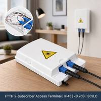 Caja de Conexión de Fibra Óptica para Montaje en Pared Interior IP45, 2 Núcleos, Terminal de Acceso de Fibra Óptica Pequeño SC/LC, Caja de Distribución de Fibra Óptica ATB, PC+ABS