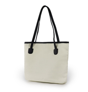 Sac à main pour femme Shang en toile de coton avec poignée en cuir, logo personnalisé ou imprimé, sac de shopping écologique - Product Image 3