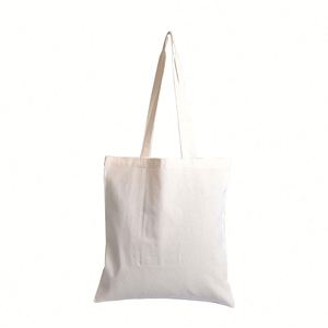 Bolsa de Tela de Algodón Ecológica para la Escuela, Compras, Almuerzo, Reciclada, Natural, Blanca, Lisa, con Asa Larga, Estampada - Product Image 2