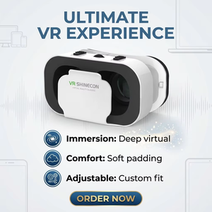 Gafas 3D VR Blancas en Oferta, Lentes de Realidad Virtual para Smartphone con Lentes Ajustables y Control Bluetooth - Product Image 1