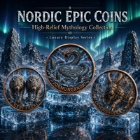 Pièce de collection en cuivre pur 999 de 5 oz, série Créatures Mythiques Nordiques, artisanat métallique coloré en relief 3D UV