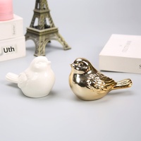 Décoration créative de bureau et de salon en porcelaine blanche nordique, faite à la main, style minimaliste moderne, motif animal oiseau doré