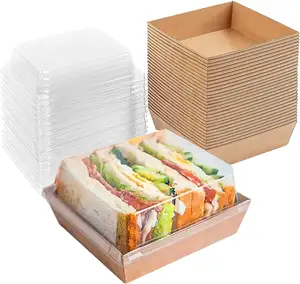 带透明盖子的小熟食盒去纸熟食盒一次性食品容器食品三明治甜点盒，