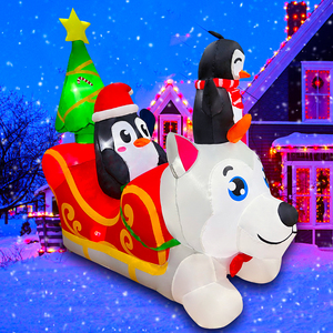 Décorations de Noël d'extérieur de 5 pieds, bonhomme de neige <span class=keywords><strong>gonflable</strong></span>, ours polaire <span class=keywords><strong>gonflable</strong></span>, <span class=keywords><strong>pingouin</strong></span> <span class=keywords><strong>gonflable</strong></span> sur traîneau, décorations d'intérieur - Product Image 4