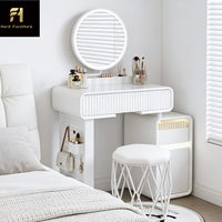 Table de maquillage multifonctionnelle de haute qualité avec miroir LED blanc style crème français, plateau en roche, pour chambre à coucher et table de chevet