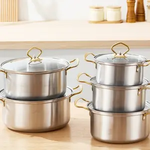 Stainless steel cooking pot kitchen pot set with handle cookware fry pan kitchenware kettle soup pot multifunction cook