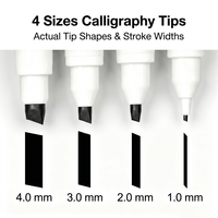 Ensemble de marqueurs de calligraphie à pointe biseautée carrée, 4 tailles - Stylos à pointe plate et large pour l'art du calligraphie et la calligraphie manuelle