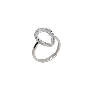 Wenchi S925 Silver DIY 9.5x16mm Drop-Shaped Jade Hollow Holder 6mm Pearl Horse Shell <b>Open</b> <b>Ring</b> Spacers Model 16556 - Product Image 5