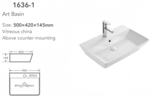 Lavabo da Appoggio Moderno Minimalista Rettangolare in Ceramica Bianca Lucida con Finitura Smaltata - Product Image 4