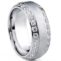 Bagues ZhuQian en gros, double cercle brillant, zircon étincelant, pour hommes, ton argent, entièrement pavées, bijoux de fête exquis, style punk simple