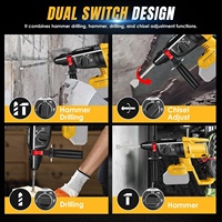 Marteau perforateur rotatif sans fil de qualité industrielle, batterie 20V, sans balais, SDS Plus, 4 modes, 1700 tr/min, énergie d'impact 2,7 J, perçage 10 mm
