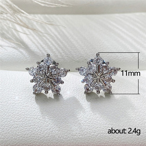 Orecchini a forma di stella con zirconi per donna, graziosi gioielli natalizi alla moda - Product Image 5