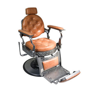 A 2026 Classic Vintage Heavy Duty Back Reclining Salon <b>Chair</b> Antique <b>Brown</b> Mens All Purpose Barber <b>Chair</b> - Product Image 1