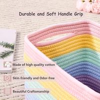 Ensemble de 4 paniers de rangement rectangulaires en corde de coton arc-en-ciel tressée avec poignées pour le rangement des jouets de la crèche, pour bébé fille