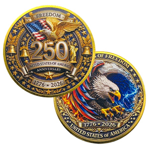 <span class=keywords><strong>Moneta</strong></span> Commemorativa del 250° Anniversario USA, Aquila Calva e Bandiera Americana, <span class=keywords><strong>Moneta</strong></span> Patriottica da Collezione Placcata Oro, Souvenir Challenge Coin - Product Image 3