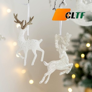 輝く白銀のクリスマス鹿ペンダント、フロスト加工のトナカイ、ロッキングホースの吊り下げ飾り、ホリデーパーティーの装飾2026 - Product Image 1