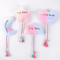 Vente en gros pelucheux pelucheux grinçant chien jouets à mâcher corde de coton chaîne dans la conception d'étoile de lune de nuage pour la formation de votre ami à fourrure