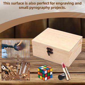 Boîte de rangement pour bijoux en bois massif avec fermoir métallique pour montres, lunettes et accessoires, finition naturelle, organisateur de bureau, cadeau - Product Image 6