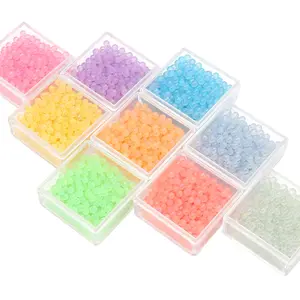 Handmade DIY loose beads 30g luminous glass non porous coated with colored seed bead small beads