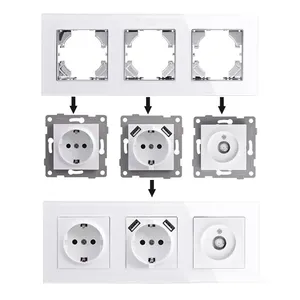 Smart Home System Factory New Design EU Socket With Dual USB (A+C)Charger EU Standard Wall Light Switch