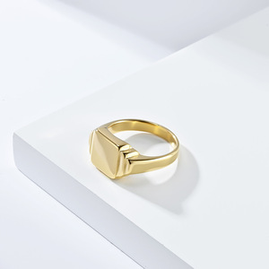 Minimalist Geometric Square Titanium Steel <b>Ring</b> Unisex Gold Black Silver Jewelry Gift - Product Image 3