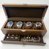 Boîte à montre en bois gravée de luxe personnalisée Sunshine, étui à montre, boîte à bijoux pour bagues, boucles d'oreilles, colliers, fermeture à boucle