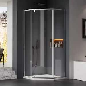Kamar Mandi <span class=keywords><strong>Shower</strong></span> Enclosure dengan Pintu Pivot Kaca Tempered Bening Berkualitas Tinggi 6MM, Sistem Soft-Closing - Product Image 1