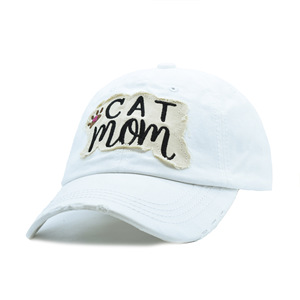 Gorra de Béisbol Bordada con Diseño de Mamá de Gatos Blancos, Ajustable, Unisex, de 6 Paneles, Informal, con Parche Frontal de Hilo de Algodón - Product Image 1