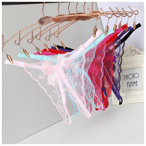 Эротические стринги с вышивкой и кружевом в виде бабочки, женские трусики-стринги, сексуальные прозрачные трусы, стринги с открытой спиной - Product Image 2