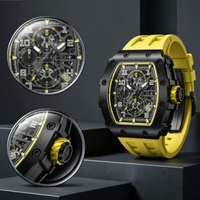 Montre à quartz pour homme avec cadran ajouré, boîtier en alliage noir, chronomètre multifonctionnel avec résistance à l'eau pour une utilisation sportive