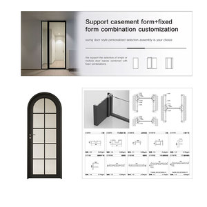High Quality Custom Semicircular Arch <strong>Top</strong> Aluminum Frame Casement <strong>Door</strong> American Retro Style for Patio - Product Image 6