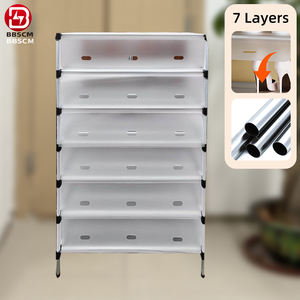 ชั้นวางเสื้อและรองเท้าหลายชั้น พร้อมผ้าคลุมกันฝุ่น ที่เก็บรองเท้าพร้อมตะขอ สำหรับตู้เสื้อผ้า ทางเข้าบ้าน ห้องนั่งเล่น - Product Image 2