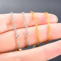 Collier fin en acier inoxydable de 2 mm, chaîne à maillons ondulés, pour femmes et hommes, couleur argent/or, collier ras du cou, bijoux en métal