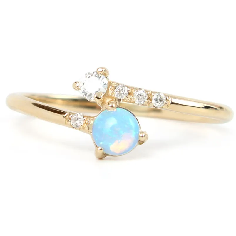 Fashion 925 silver blue opal jewelry latest 14k gold vermeil band ring designs for girls