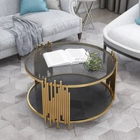 Table basse ronde, meubles d'intérieur, table de salon, table basse moderne en verre, table basse de luxe légère de qualité supérieure