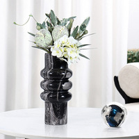 Vase Cylindrique en Marbre Naturel STONEKOCC D13x28CM, Ornement Décoratif pour Salon, Bureau, ou Échantillon de Chambre, Décoration Florale