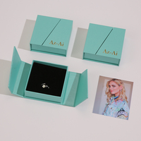 Boîte à bijoux en papier de luxe à double porte avec logo personnalisé, boîte à collier faite à la main, boîtes cadeaux écologiques avec rubans