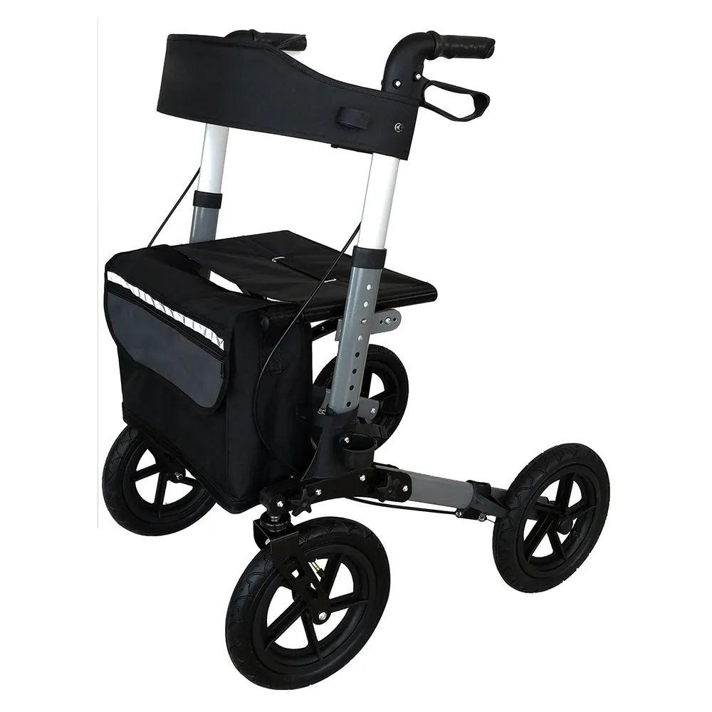 High quality folding aluminum rollator shopping cart with seat for disabled people
