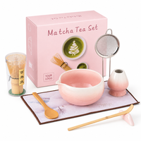 Ensemble de thé matcha japonais avec fouet, support et bols en céramique, logo personnalisé, nouveautés