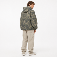 Sweat à capuche zippé camouflage personnalisé avec appliques brodées, coupe oversize, en coton épais, imprimé intégral, style streetwear, vente en gros