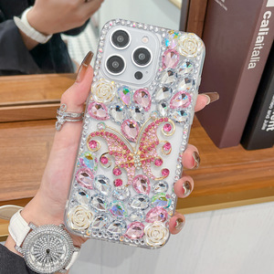 เคสโทรศัพท์มือถือ iPhone 17 ซีรีส์ ประดับเพชรคริสตัลรูปผีเสื้อและดอกไม้ งานแฮนด์เมด หรูหรา วิบวับ ขายส่ง - Product Image 4