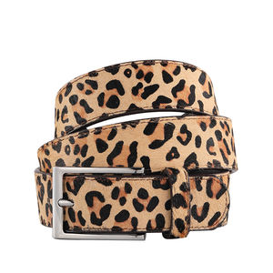 Cinturón de crin de moda con logotipo personalizado con hebilla de PIN con patrón de leopardo Cinturón de cuero genuino de crin - Product Image 2