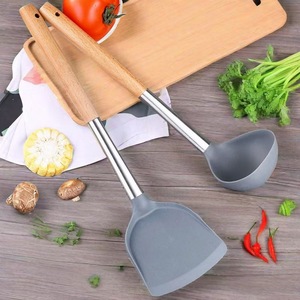 Silicone Spatula Set 5 Pieces Stainless Steel Wooden Handle Kitchen Cooking Utensils Food Grade Heat Resistant Oven Safe - Product Image 3