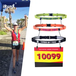 Irun Custom Print Race Team Logo Triathlon Race Aantal Belt Voor Lente Marathon Aantal Riem Slabbetjes Houder Toggle Racing Tri riem