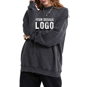 Sudadera de Hombre de Alta Calidad, Cuello Redondo, Estilo Vintage Lavado, Informal para Exteriores, Holgada, con Hombros Caídos - Product Image 3