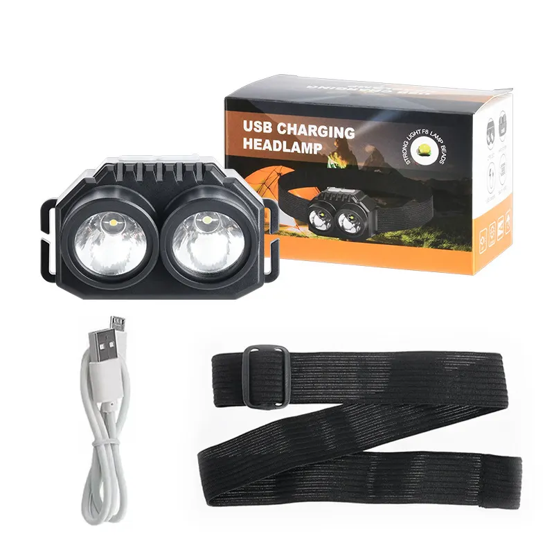 Multi-functional headlamp outdoor white and yellow dual light source charging portable mini headlamp